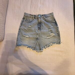 Pilcro Distressed Denim Shorts - Light Blue